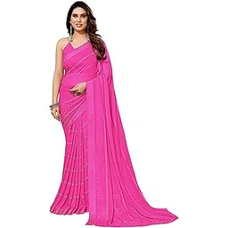 SAREES Women's Georgette Designer Satin Striped Zari Work Saree with Matching Blouse Piece | Stylish & Beautiful Fancy Saree for Festivals, Parties, Weddings, Casual Outings-image-30