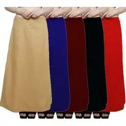ANANT CREATION Women's Gold-Royal blue-Maroon-black-Red-pack of 5 Pure Cotton Petticoat-picture-21