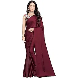 anant designer studio Women's Woven Soft Satin Silk Plain Saree With Designer Blouse Art Silk Digital Printed Unstitched 0.90 Meter-picture-24