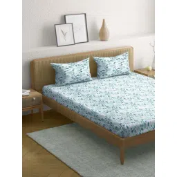 Anaqa by Pantaloons Blue Cotton Bedsheet With 2 Pillow Covers-picture-44