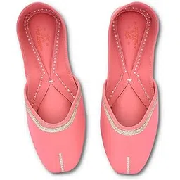 a'nav fashion Handcrafted Beautiful Punjabi Famous Design Jutti for Women & Girls' Pure Leather Ethnic Footwear| Mojaris | Latest Ballet Flats| Traditional Embellished Wedding Shoes Bridal Mule Stylish Khussa Jooti-picture-34