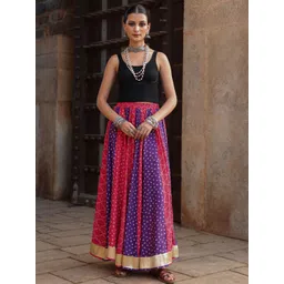 anayna Bandhani Printed Flared Maxi Skirt-picture-39