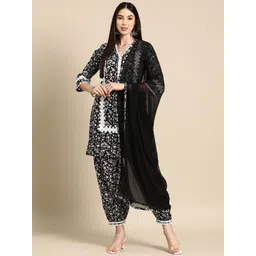 anayna Floral Printed Pure Cotton Kurti With Dhoti Pants & Dupatta-image-11