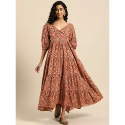 anayna Women Ethnic Motifs Printed A-Line Maxi Dress image 1