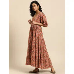 anayna Women Ethnic Motifs Printed A-Line Maxi Dress image 3