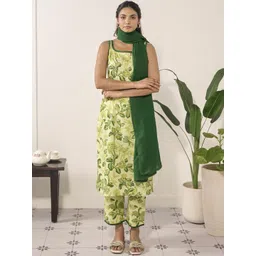 anayna Women Floral Printed Regular Pure Cotton Kurta with Palazzos & With Dupatta-image-29