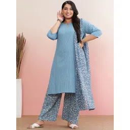 anayna Women Floral Printed Regular Pure Cotton Kurta with Trousers & With Dupatta-image-39