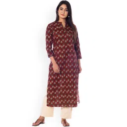anayna Women Maroon & Beige Printed Straight Kurta-picture-11