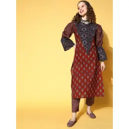 anayna Women Maroon Pure Cotton All in the Details Kurta Set-picture-33