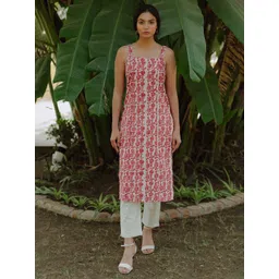 anayna Women Pink & Magenta Printed Strappy Straight Kurta-picture-28
