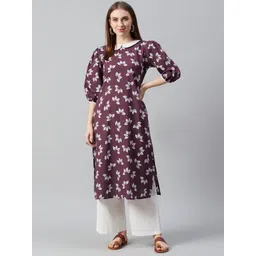 anayna Women Purple & White Floral Print Kurta with Palazzos-picture-20