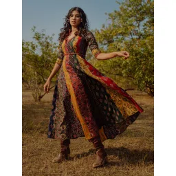 Anayna Women Red Floral Swirling Volume Dress-picture-39