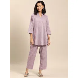 anayna Women Regular Pure Cotton Kurta with Trousers-picture-39