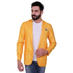 Ancestra Yellow Single Blazer For Men-picture-10