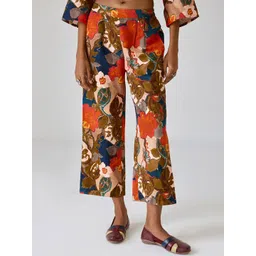Ancestry Women Floral Printed Mid-Rise Crooped Trousers-picture-17