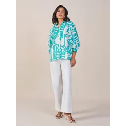 AND Shirt Collar Printed Cotton Top-picture-27