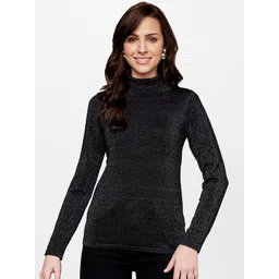 AND Women Black Solid High Neck Top-picture-13
