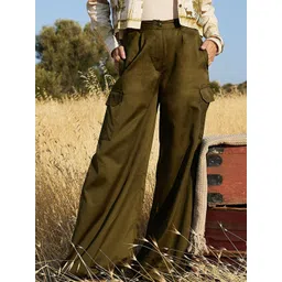 AND Women Mid-Rise Cotton Cargos Trousers-picture-29