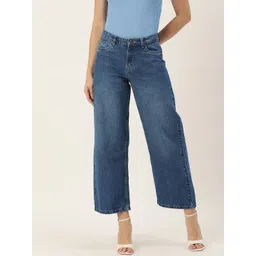 AND Women Pure Cotton Wide Leg Light Fade Mid-Rise Jeans-picture-34