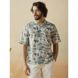 Andamen Beige Cotton Relaxed Fit Printed Shirt-picture-10