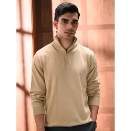 Andamen Beige Cotton Solid Regular Fit Pullover-picture-35
