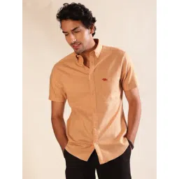 ANDAMEN Beige Regular Fit Textured Cotton Shirt-picture-26