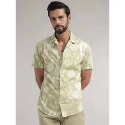 ANDAMEN Beige Slim Fit Printed Cotton Shirt-picture-28