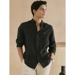 Andamen Black Linen Checked Shirt-picture-10