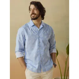 Andamen Blue Relaxed Fit Printed Shirt-picture-48