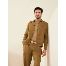 Andamen Brown 100% Linen Regular Fit Solid Jacket-picture-42