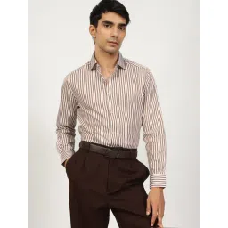 Andamen Brown Cotton Regular Fit Striped Shirt-picture-23