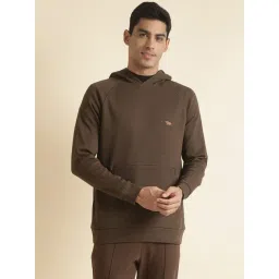 ANDAMEN Dark Brown Regular Fit Cotton Hooded Sweatshirt-picture-48