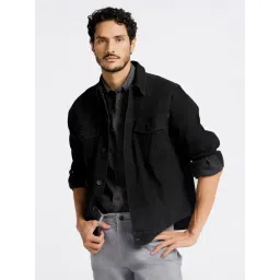 Andamen Denim Black Regular Fit Solid Jacket-picture-19