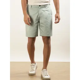 Andamen Green Cotton Regular Fit Shorts-picture-12