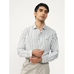 Andamen Green Cotton Regular Fit Striped Shirt-picture-35