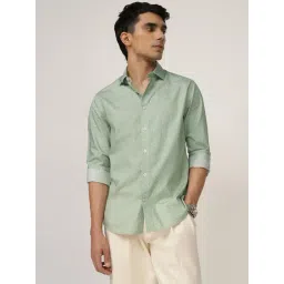 Andamen Green Cotton Slim Fit Printed Shirt-picture-41