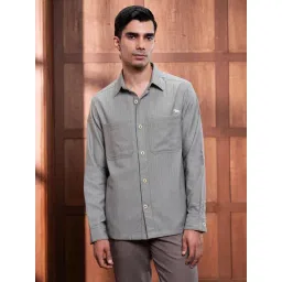 Andamen Green Cotton Solid Regular Fit Overshirt-picture-24