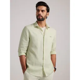 ANDAMEN Green Regular Fit Linen Shirt-picture-18