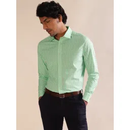 ANDAMEN Green Regular Fit Striped Cotton Shirt-picture-15