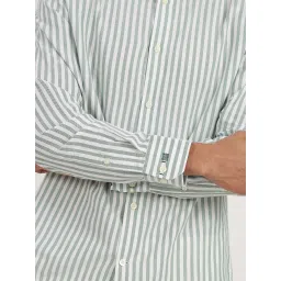 ANDAMEN Green Regular Fit Striped Cotton Shirt image 5