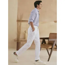 Andamen Grey Linen Regular Fit Chevron Shirt image 4