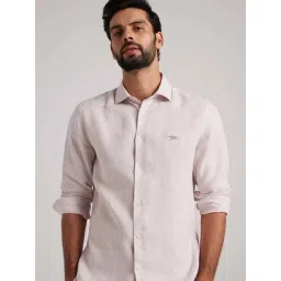 ANDAMEN Lavender Slim Fit Linen Shirt-picture-21