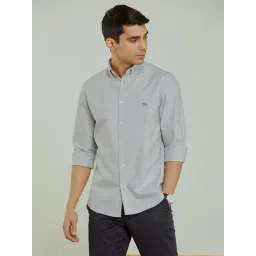 ANDAMEN Light Grey Slim Fit Cotton Shirt-picture-14