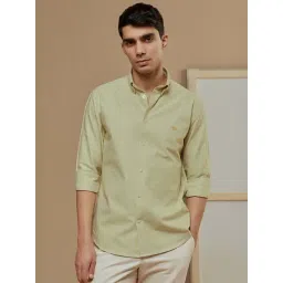 ANDAMEN Light Olive Regular Fit Cotton Shirt-picture-12