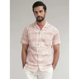 ANDAMEN Light Pink Slim Fit Printed Cotton Shirt-picture-19
