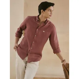 Andamen Mauve Linen Regular Fit Solid Shirt-picture-31