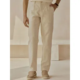 Andamen Men Striped Ultra Easy Wash Pleated Trousers-picture-32