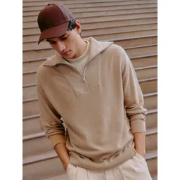 Andamen Men Structured Shirt Collar Long Sleeves Flat Knit Pullover-picture-13