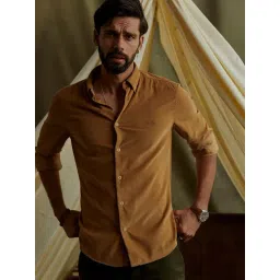 ANDAMEN Mustard Slim Fit Corduroy Shirt-picture-32
