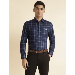 ANDAMEN Navy Slim Fit Check Shirt-picture-23